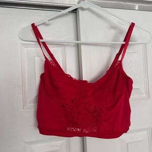 Red Lace Crop Top